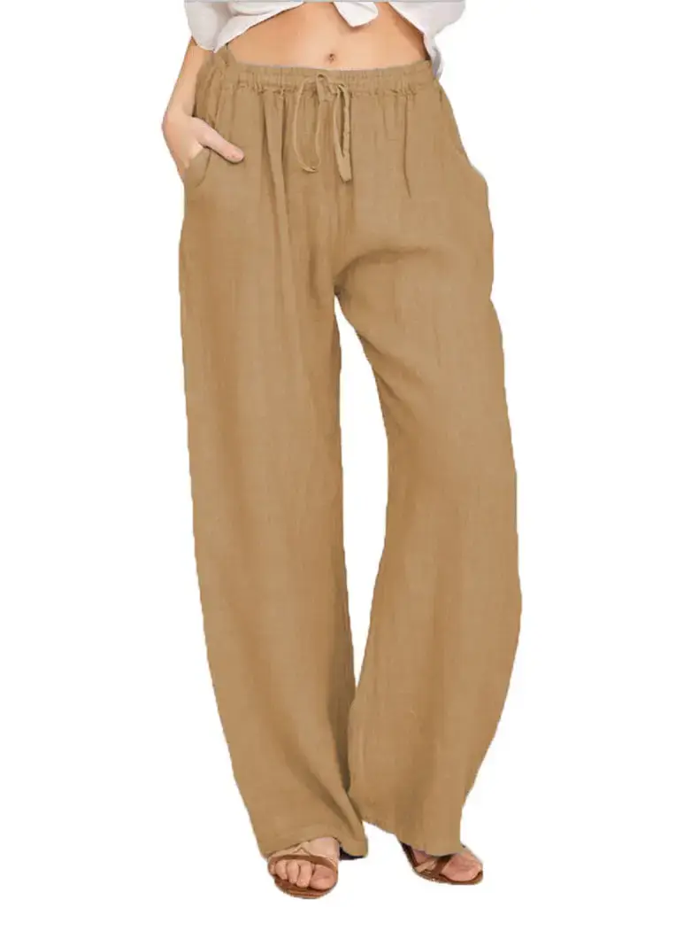 Women's Maroon Loose Cotton Pants Large Casual Wear
