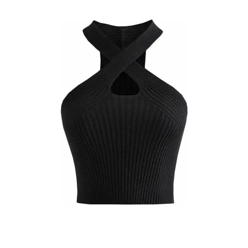 2025 Summer Cross Cut Out Halterneck Camisole Women - Image 10