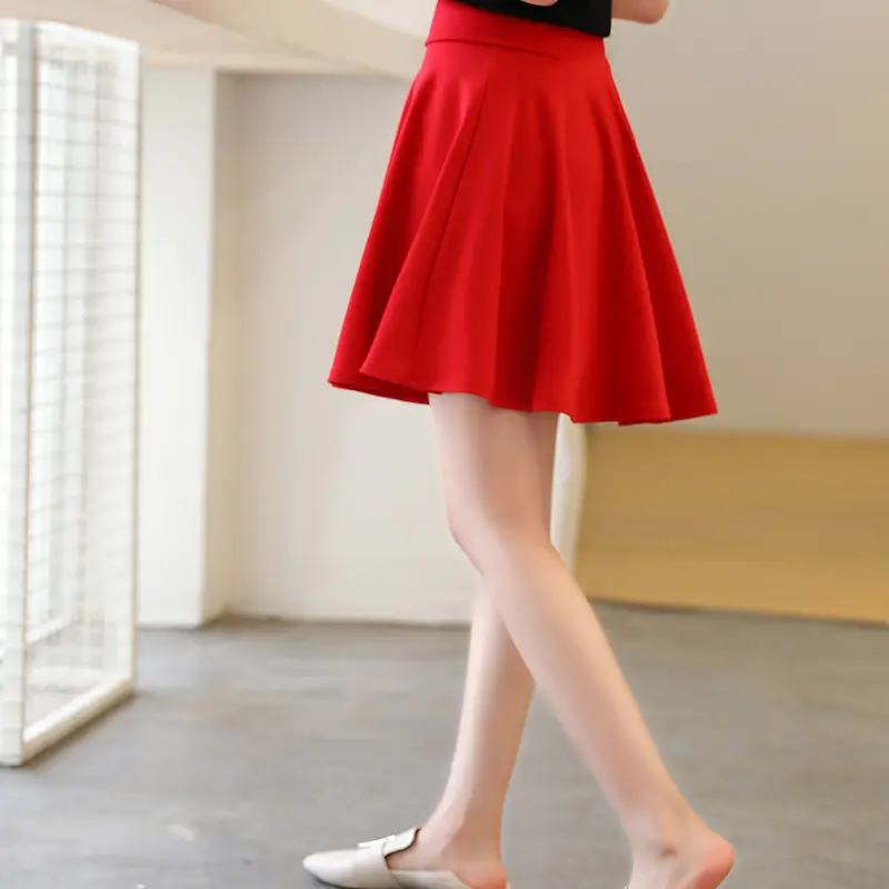 Women Sun Skirt High Waist Black Cat 45cm