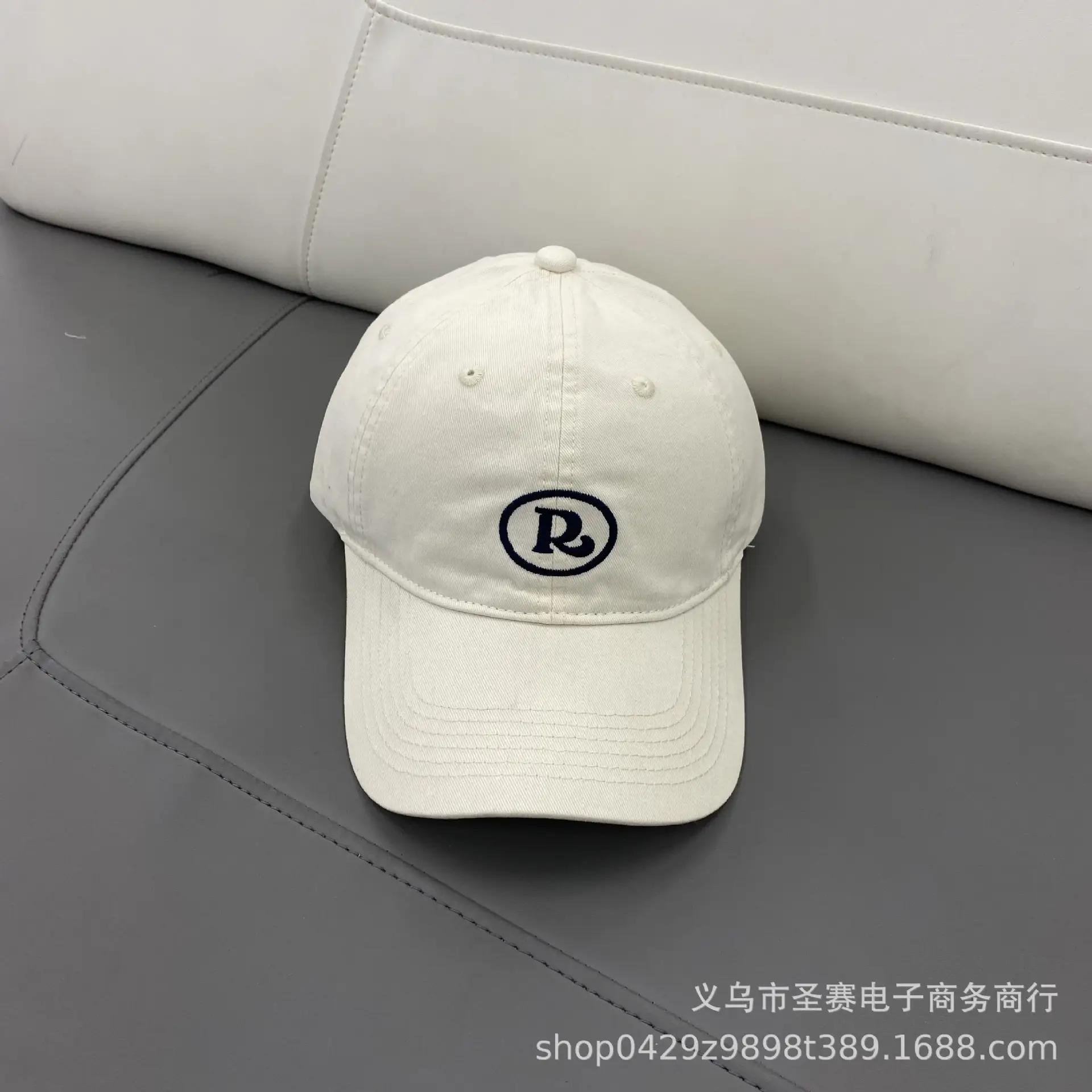 Women Blue R Logo Baseball Cap Large Duckbill Hat