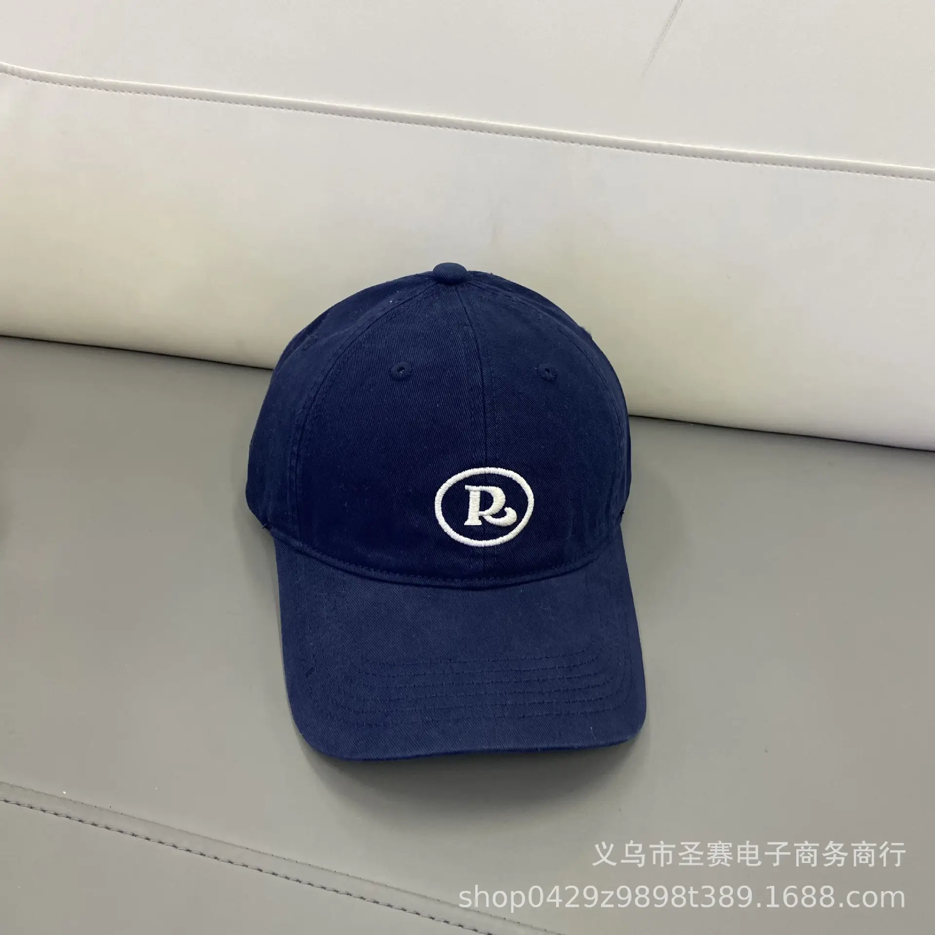 Women Blue R Logo Baseball Cap Large Duckbill Hat