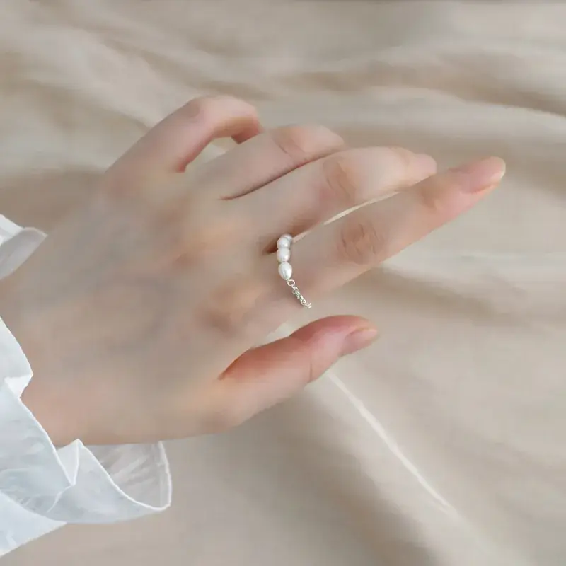 Freshwater Pearl Ring 925 Silver Stackable