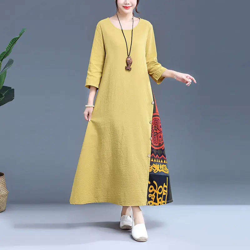 Women's Red Literary Long Sleeve Dress 2023 - Image 6