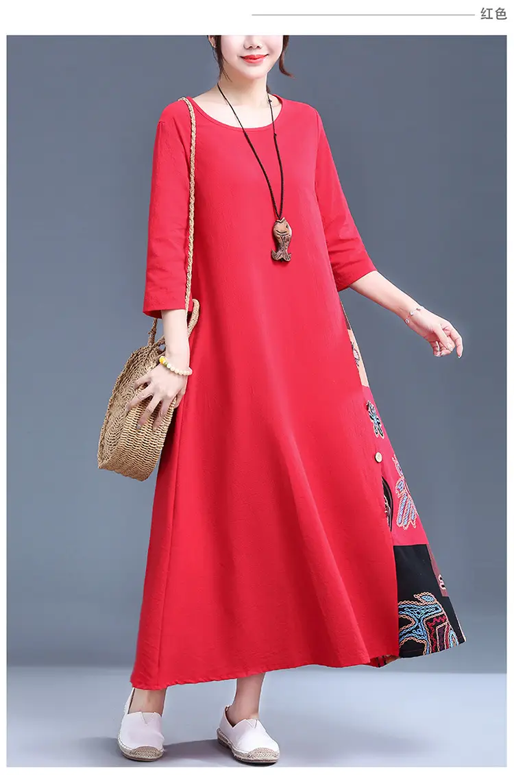 Women's Red Literary Long Sleeve Dress 2023 — feature 10