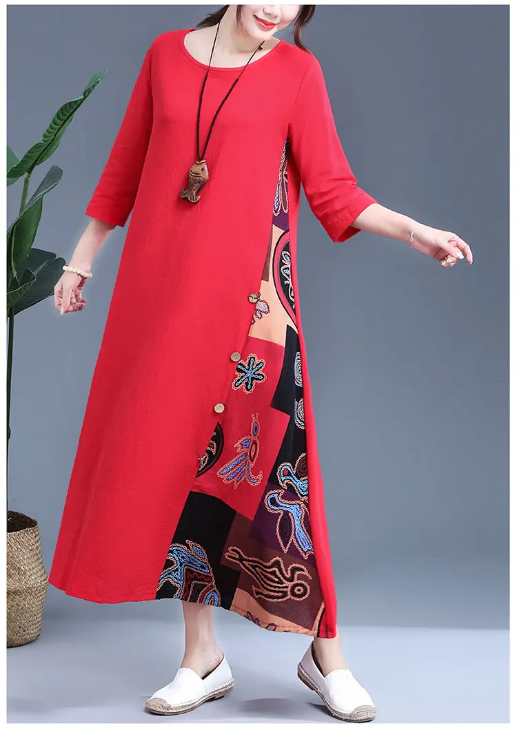 Women's Red Literary Long Sleeve Dress 2023 — feature 12