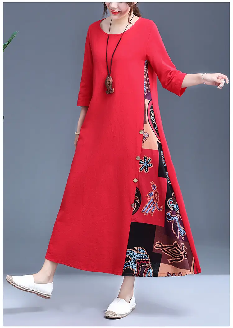Women's Red Literary Long Sleeve Dress 2023 — feature 14