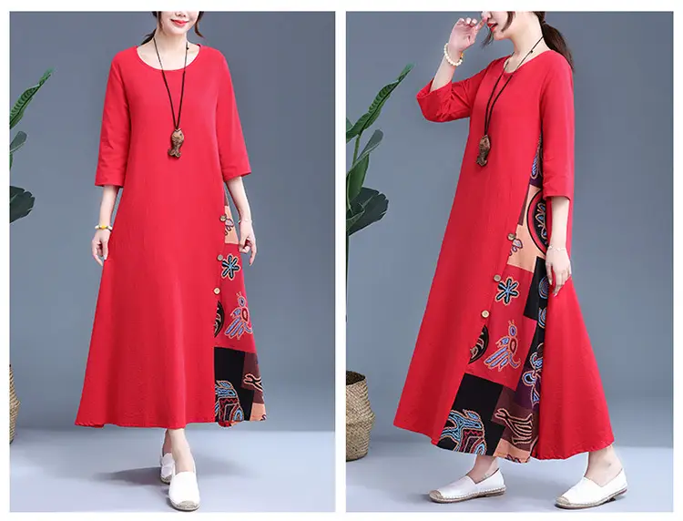 Women's Red Literary Long Sleeve Dress 2023 — feature 15