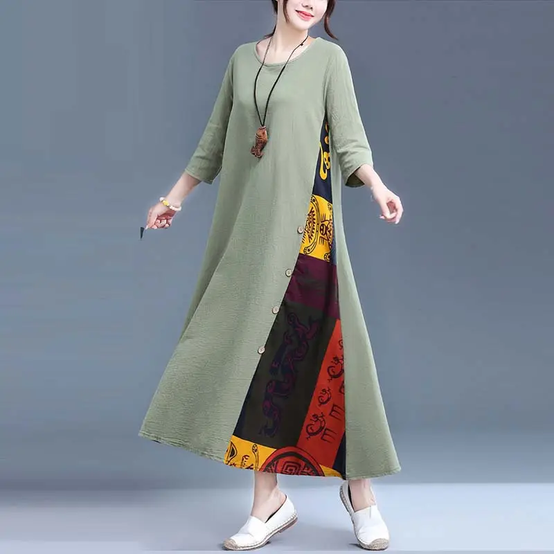 Women's Red Literary Long Sleeve Dress 2023 - Image 3