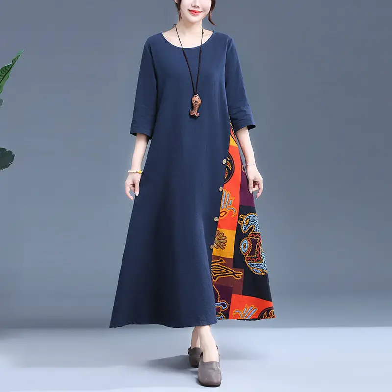 Women's Red Literary Long Sleeve Dress 2023 - Image 4