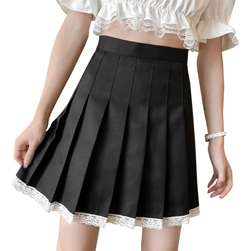 2023 Summer White Pleated Skirt for Petite Women with Lace Splicing - Image 8