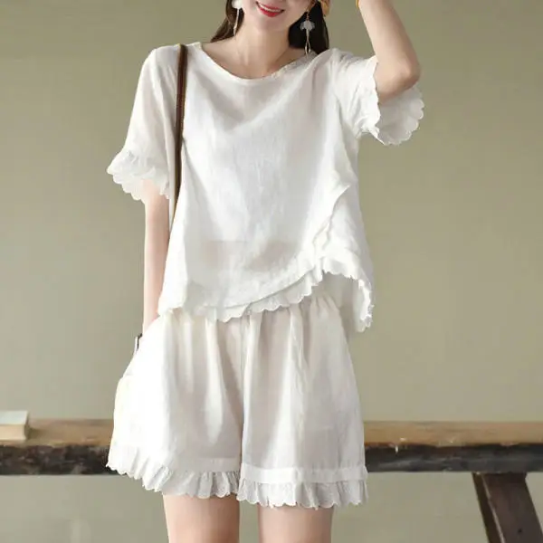 Women 2-Piece Pink Ruffled Casual Suit Set - Image 4
