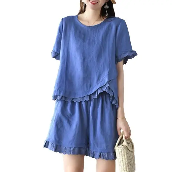 Women 2-Piece Pink Ruffled Casual Suit Set - Image 5