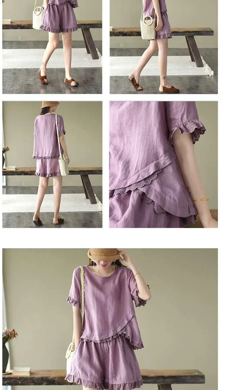 Women 2-Piece Pink Ruffled Casual Suit Set — feature 4