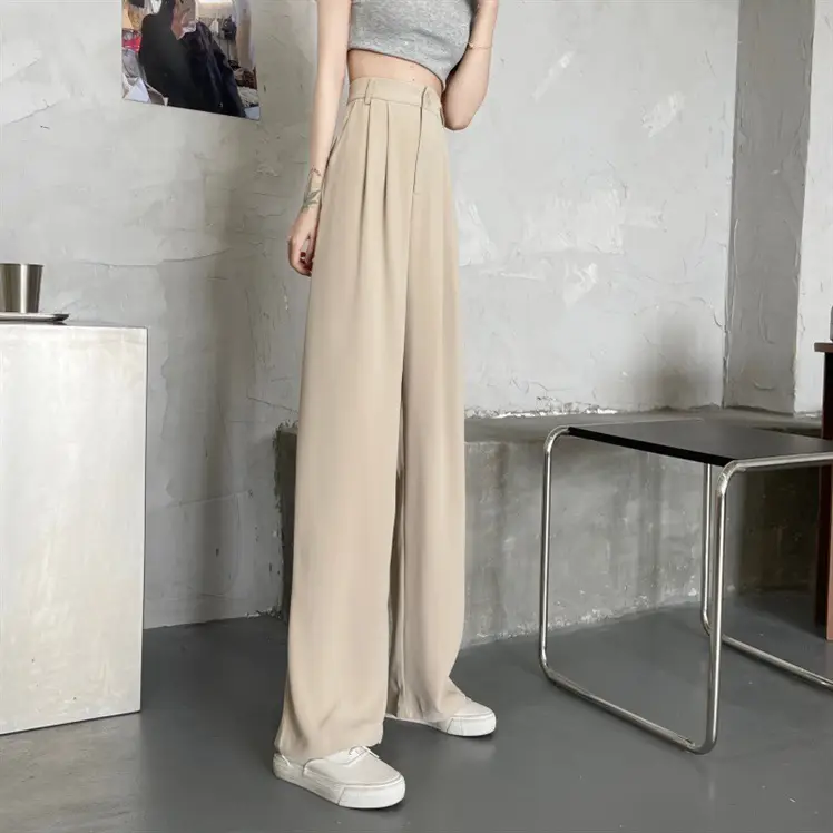 Women's 2022 Summer Loose Wide Leg Pants Grey - Image 8