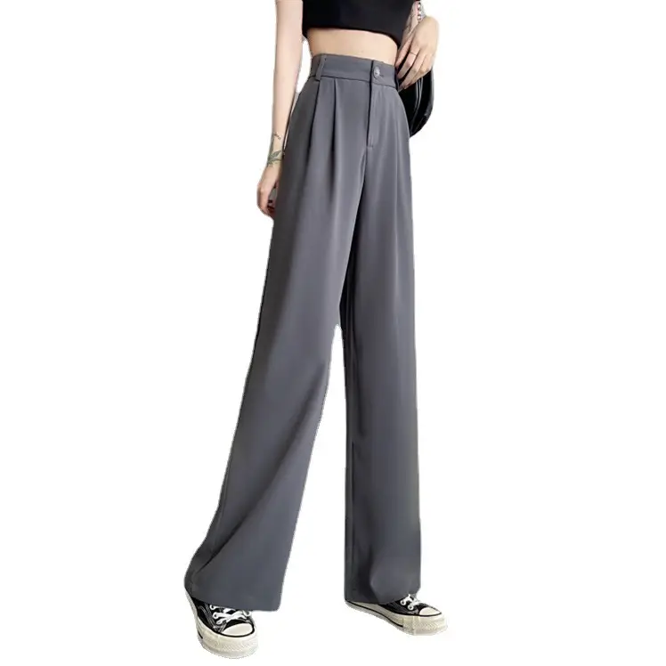 Women's 2022 Summer Loose Wide Leg Pants Grey - Image 10