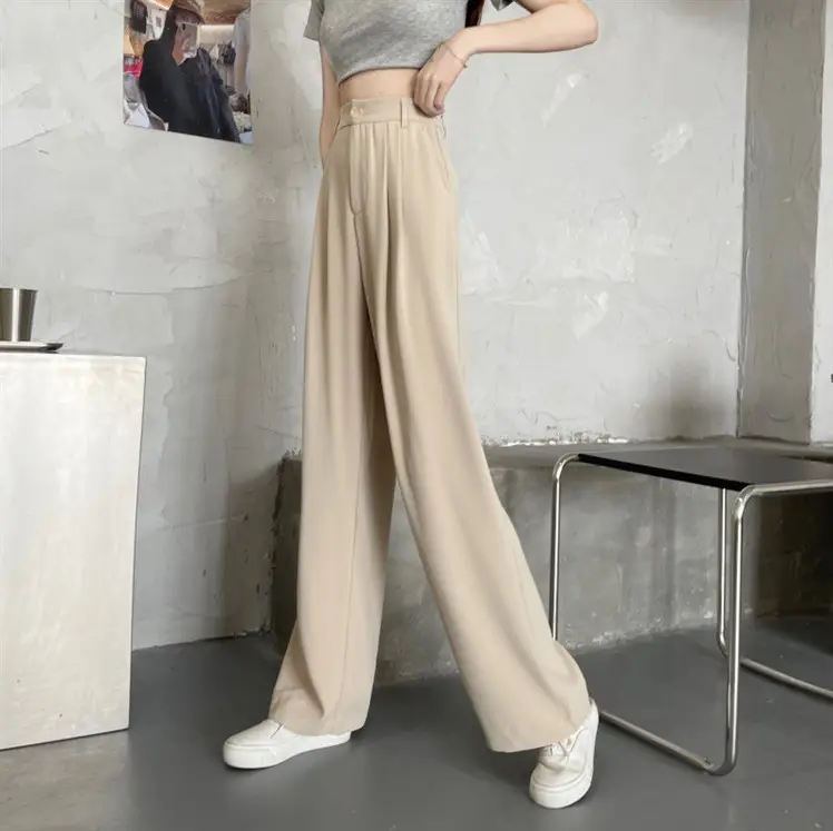Women's 2022 Summer Loose Wide Leg Pants Grey — feature 11