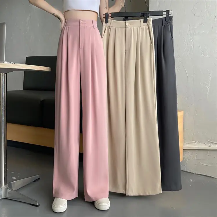 Women's 2022 Summer Loose Wide Leg Pants Grey — feature 2