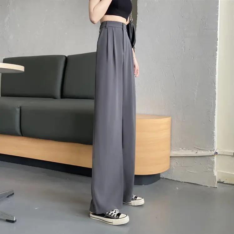 Women's 2022 Summer Loose Wide Leg Pants Grey — feature 3
