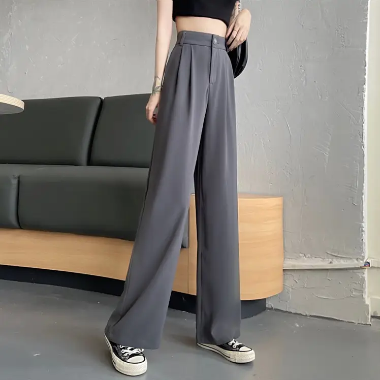 Women's 2022 Summer Loose Wide Leg Pants Grey — feature 4