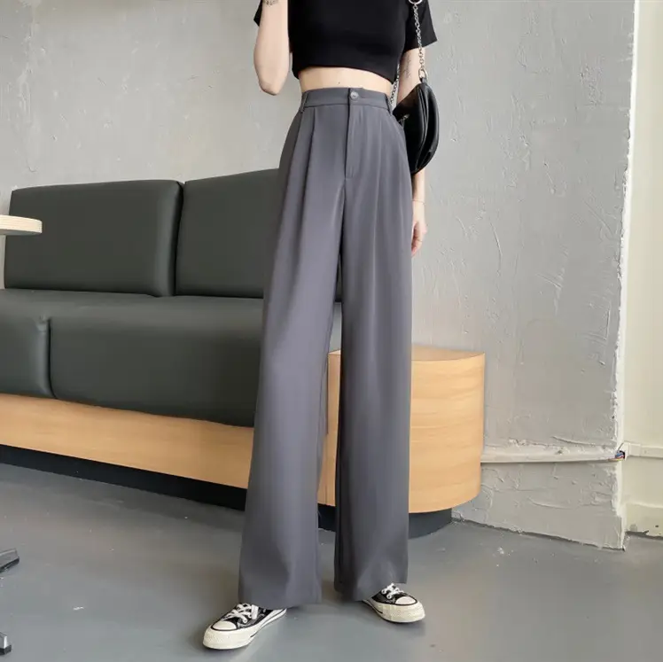Women's 2022 Summer Loose Wide Leg Pants Grey — feature 5
