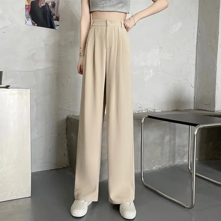 Women's 2022 Summer Loose Wide Leg Pants Grey - Image 2