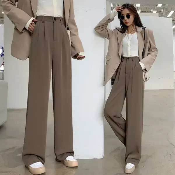 Women's 2022 Summer Loose Wide Leg Pants Grey - Image 5