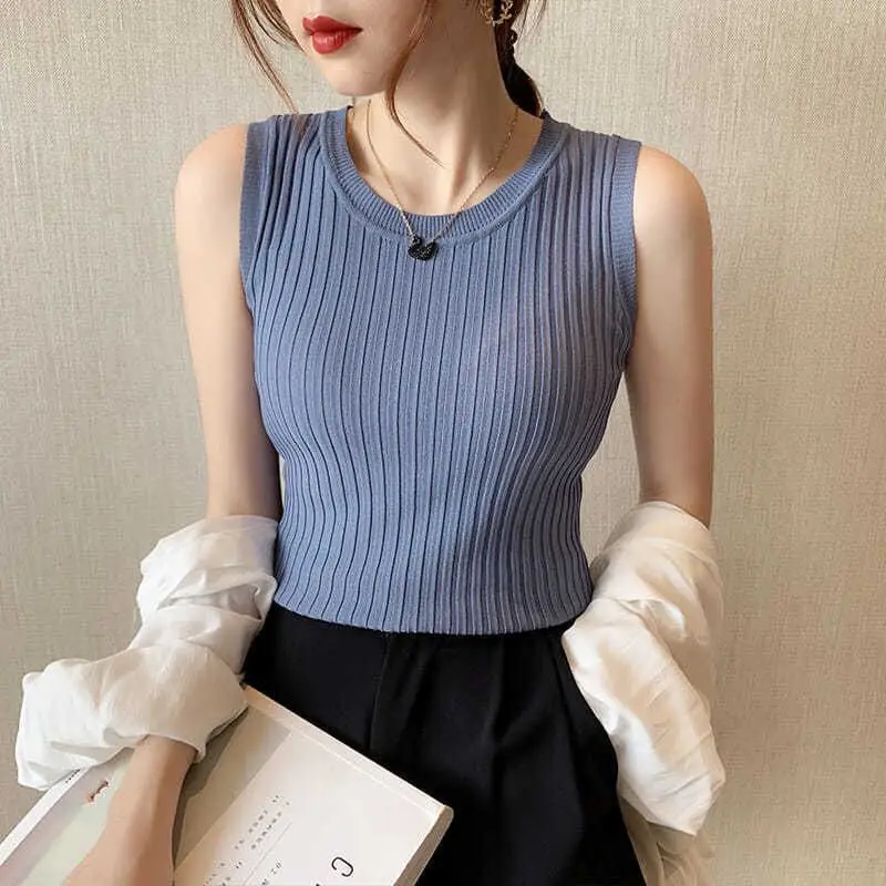 Summer Women's Knitted Sleeveless Vest Top - Image 11