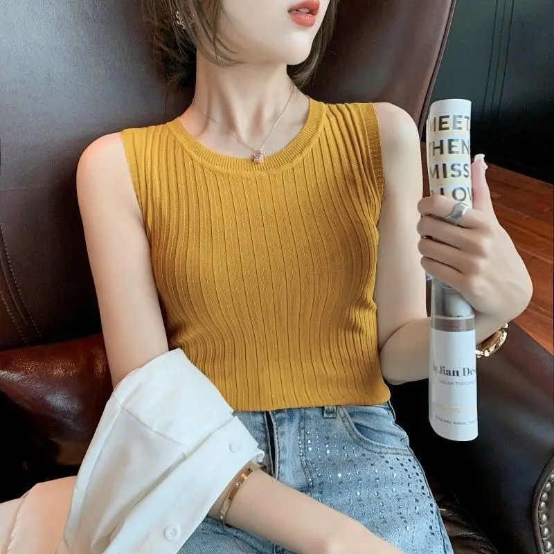 Summer Women's Knitted Sleeveless Vest Top - Image 2