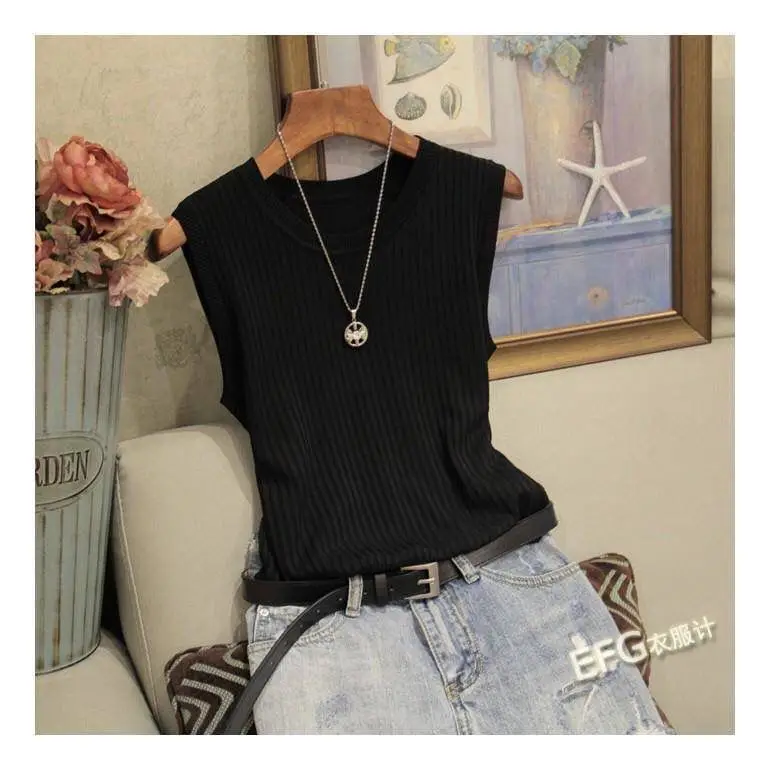 Summer Women's Knitted Sleeveless Vest Top - Image 3