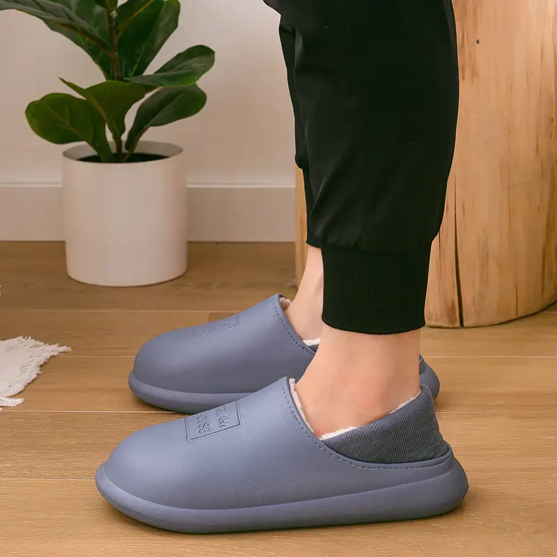 Women Cotton Heel Slippers Orange Winter Warm Indoor Non-Slip