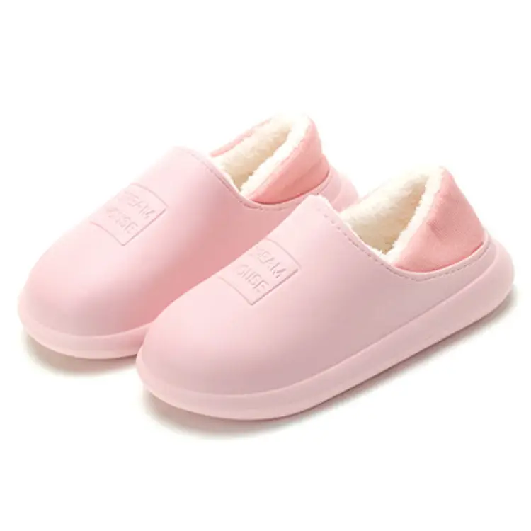 Women Cotton Heel Slippers Orange Winter Warm Indoor Non-Slip