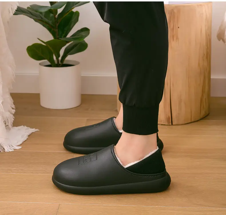 Women Cotton Heel Slippers Orange Winter Warm Indoor Non-Slip