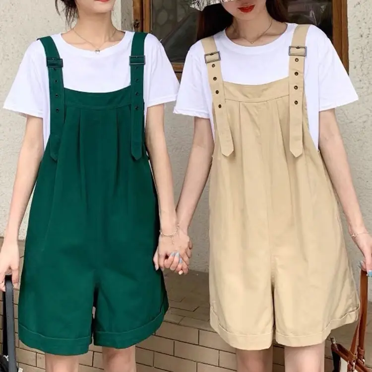 Women's Beige Cargo Shorts with Suspenders & Multiple Pockets - Image 7