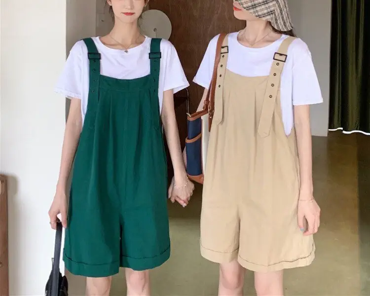 Women's Beige Cargo Shorts with Suspenders & Multiple Pockets — feature 10