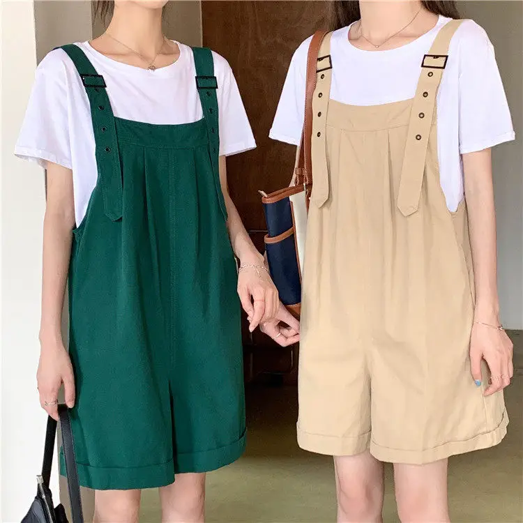 Women's Beige Cargo Shorts with Suspenders & Multiple Pockets — feature 11
