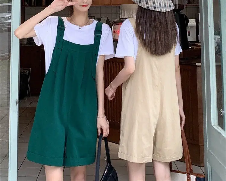 Women's Beige Cargo Shorts with Suspenders & Multiple Pockets — feature 12