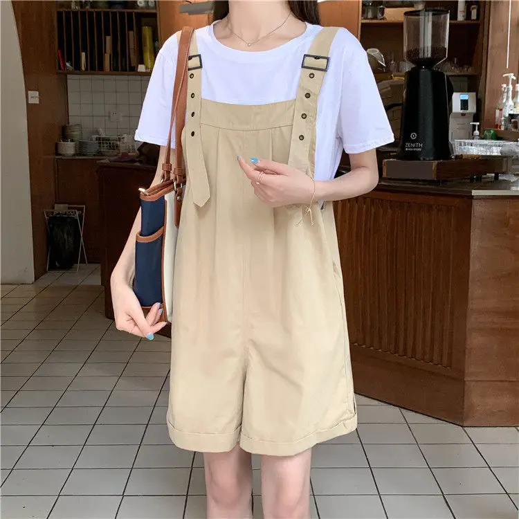 Women's Beige Cargo Shorts with Suspenders & Multiple Pockets — feature 22
