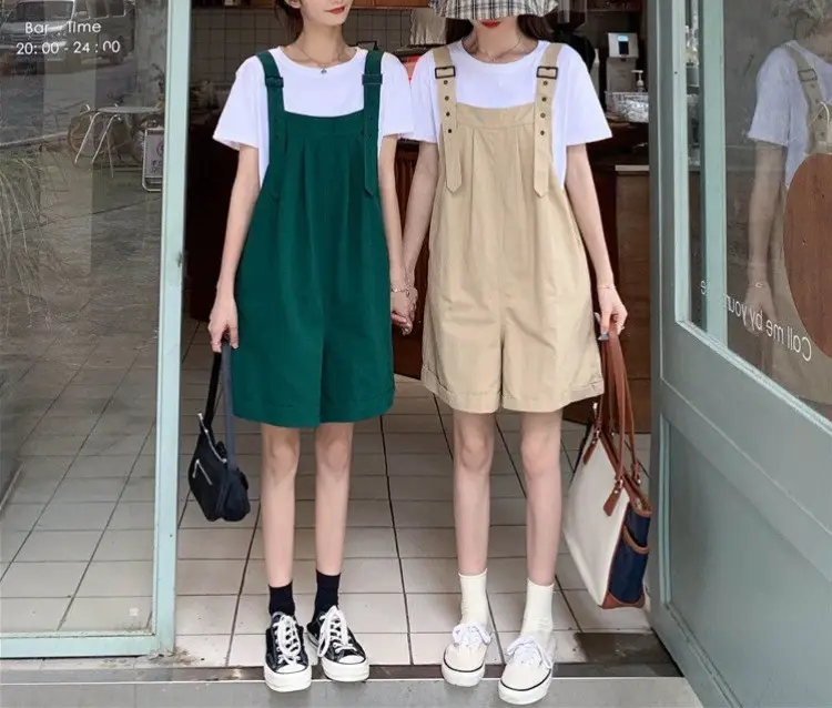 Women's Beige Cargo Shorts with Suspenders & Multiple Pockets — feature 3