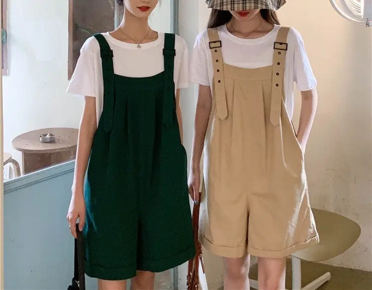 Women's Beige Cargo Shorts with Suspenders & Multiple Pockets — feature 4