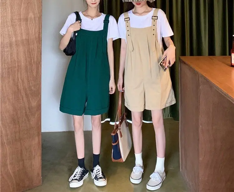 Women's Beige Cargo Shorts with Suspenders & Multiple Pockets — feature 7