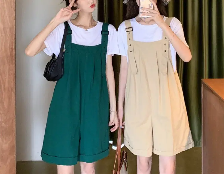 Women's Beige Cargo Shorts with Suspenders & Multiple Pockets — feature 8