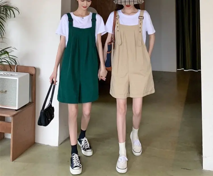 Women's Beige Cargo Shorts with Suspenders & Multiple Pockets — feature 9