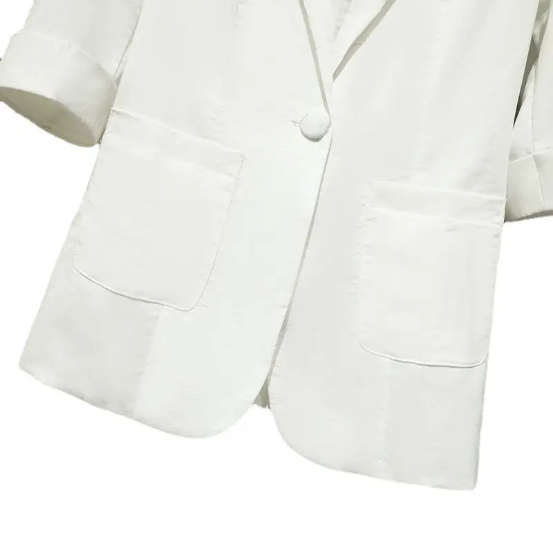 Women's White Slimming Short Suit Jacket 7-Piece Sleeve - Image 7