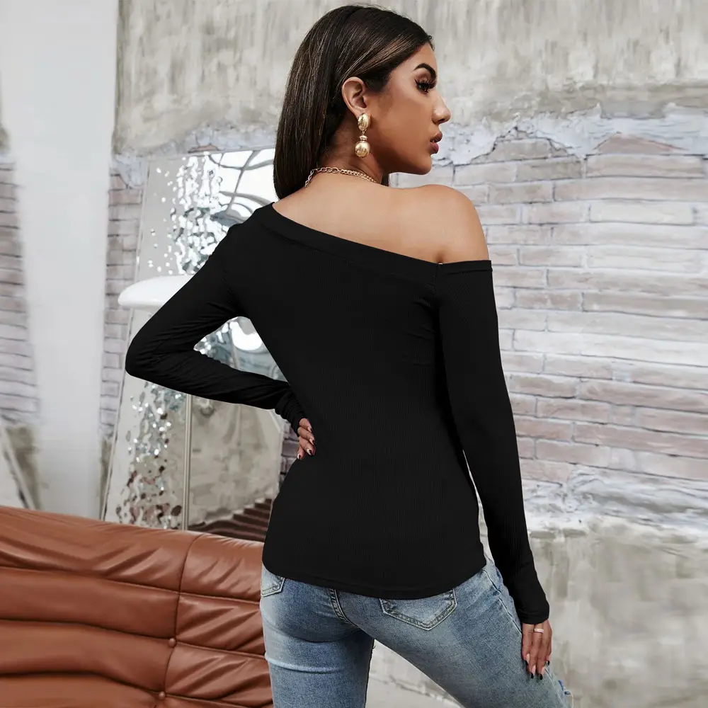 2026 Off-Shoulder Long Sleeve Knitted Top - Image 3