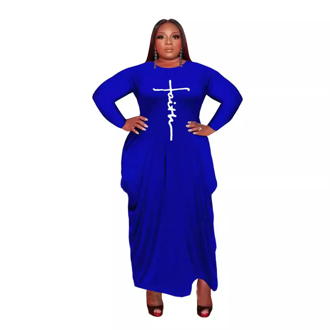 Blue Silk Round Neck Irregular Skirt Dress for Women - Image 6