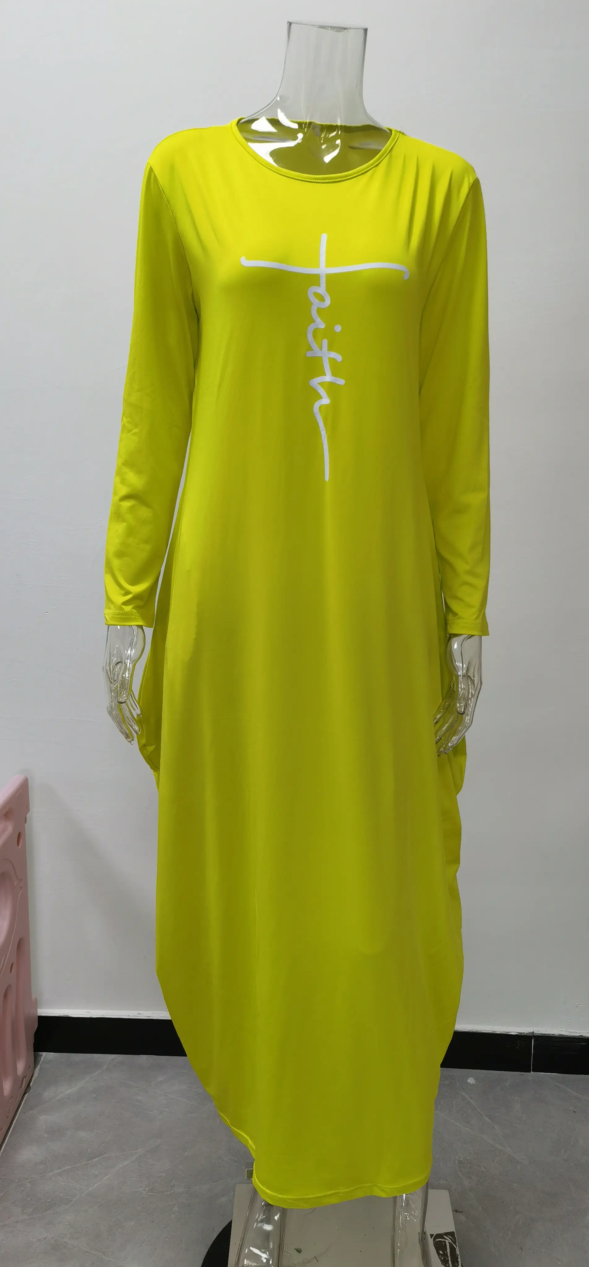 Blue Silk Round Neck Irregular Skirt Dress for Women — feature 24