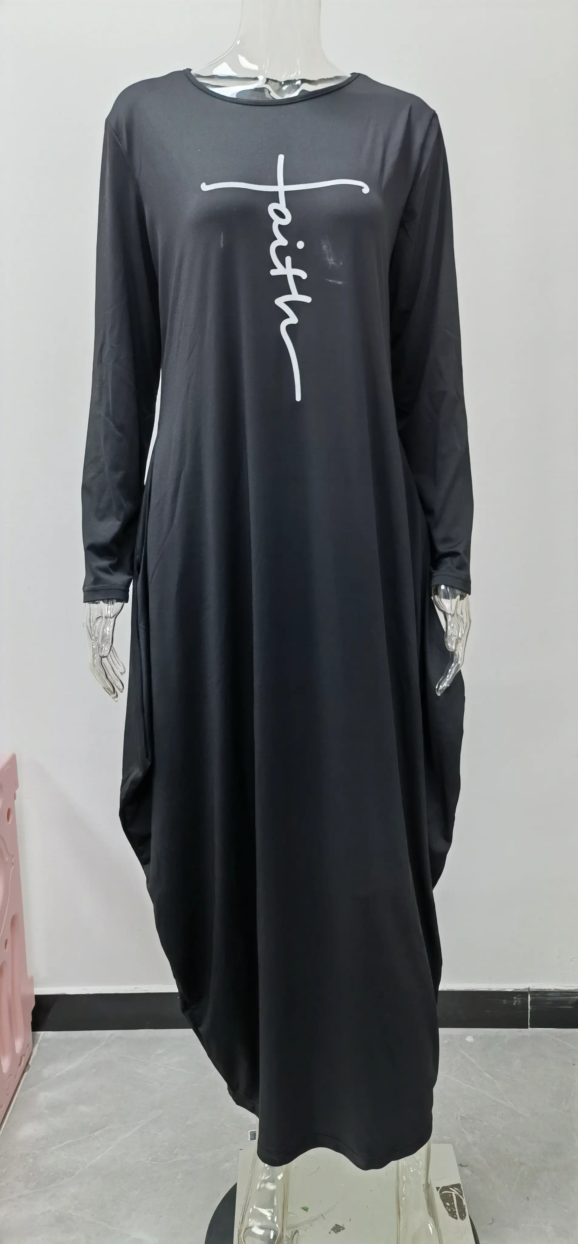 Blue Silk Round Neck Irregular Skirt Dress for Women — feature 25