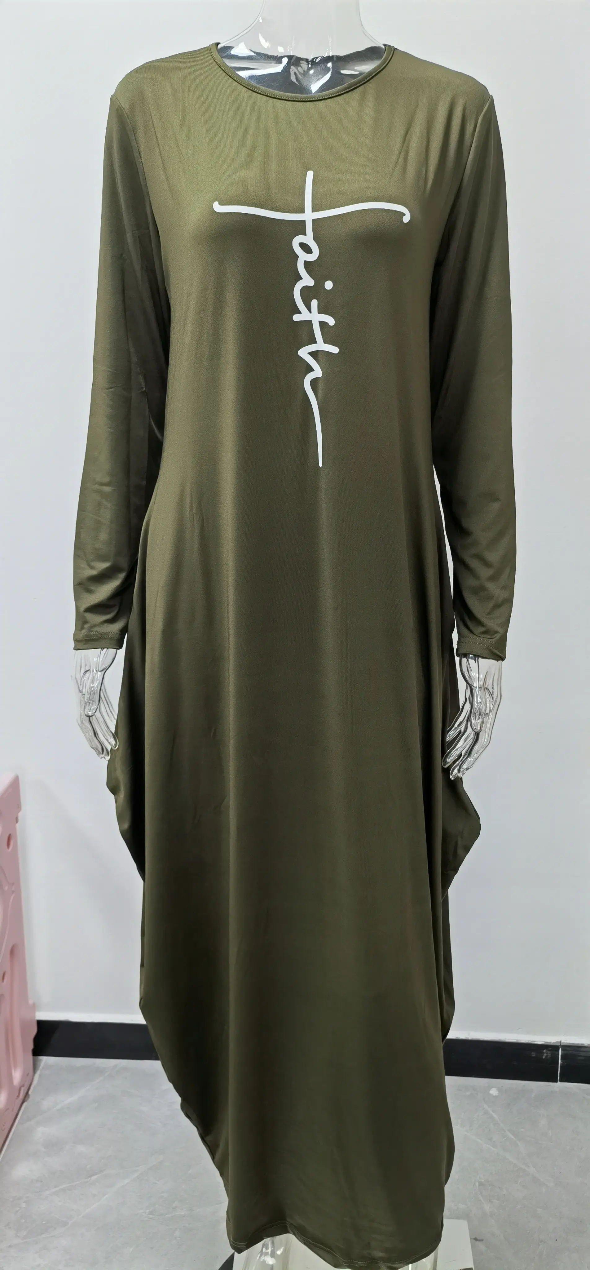 Blue Silk Round Neck Irregular Skirt Dress for Women — feature 26