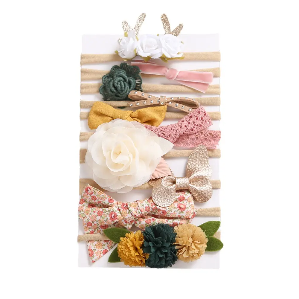 New Children's Hair Bow Set 10 Pcs Multicolor Soft Hair Band - Image 6