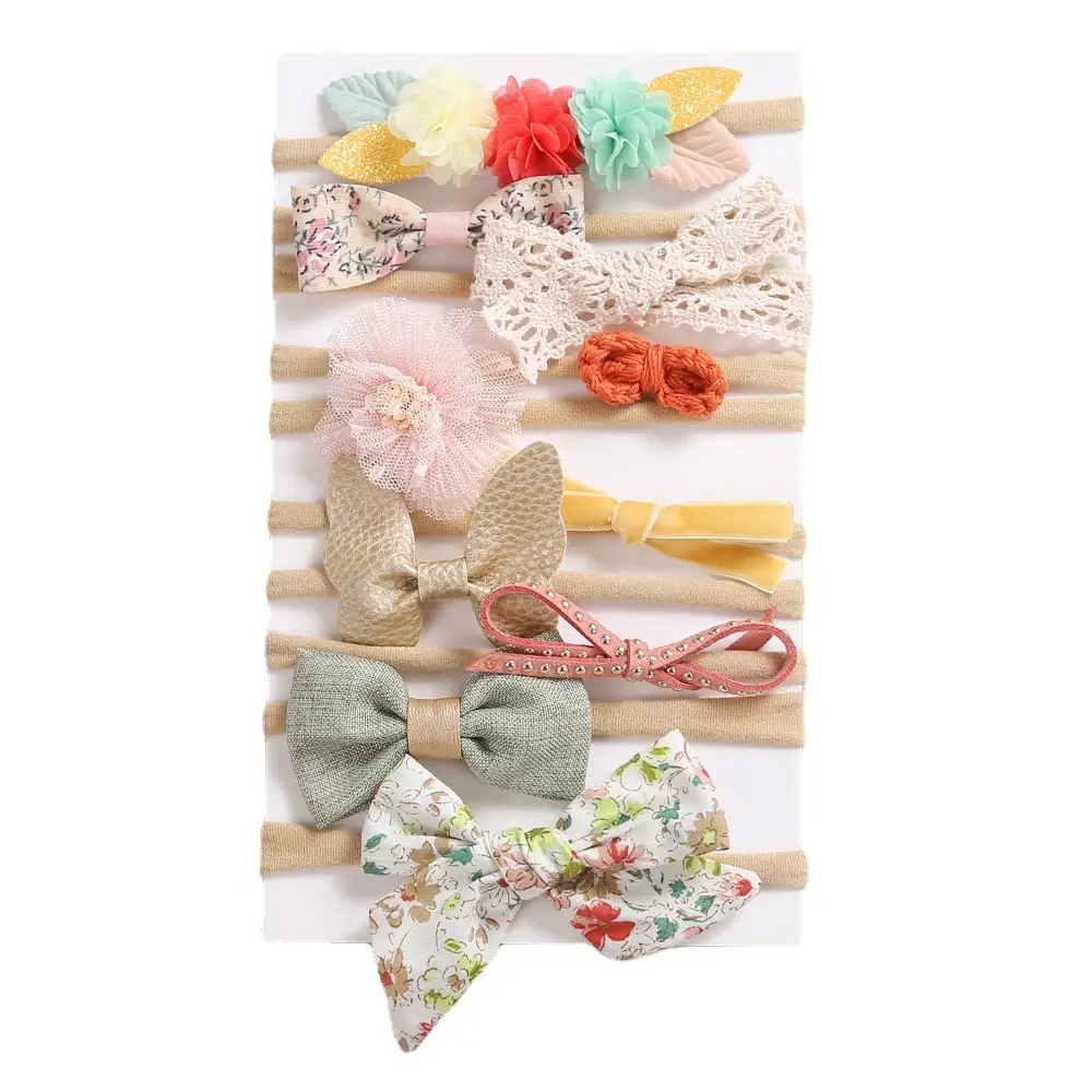 New Children's Hair Bow Set 10 Pcs Multicolor Soft Hair Band - Image 7